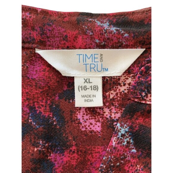 Time And Tru Womens Long Sleeves Floral Ruffle Dress Size XL - Picture 6 of 7